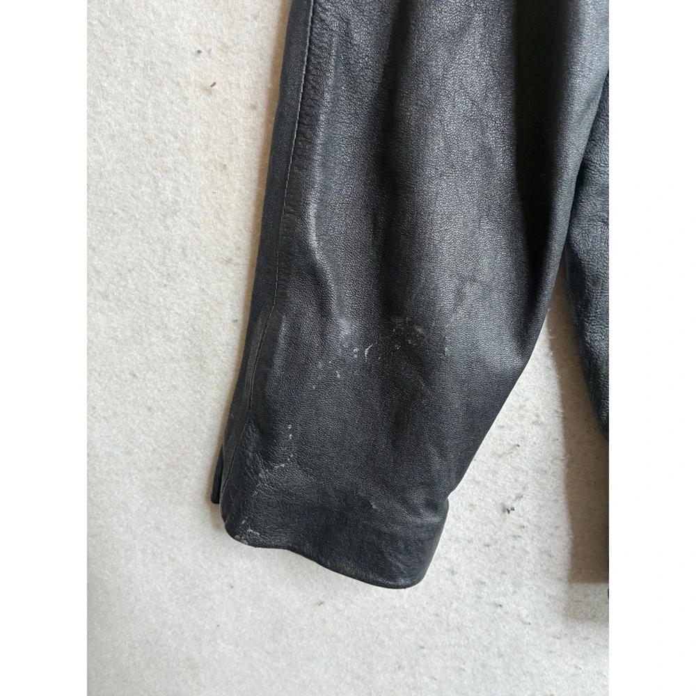 Luber Casual Mens Black Leather Button Front Jacket Coat Size 40 Vintage Style